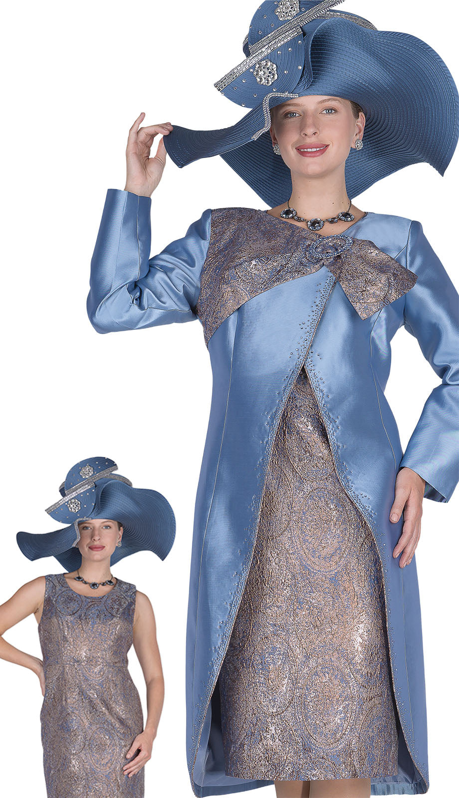 Champagne Italy 6206-BLU-QS Church Suit