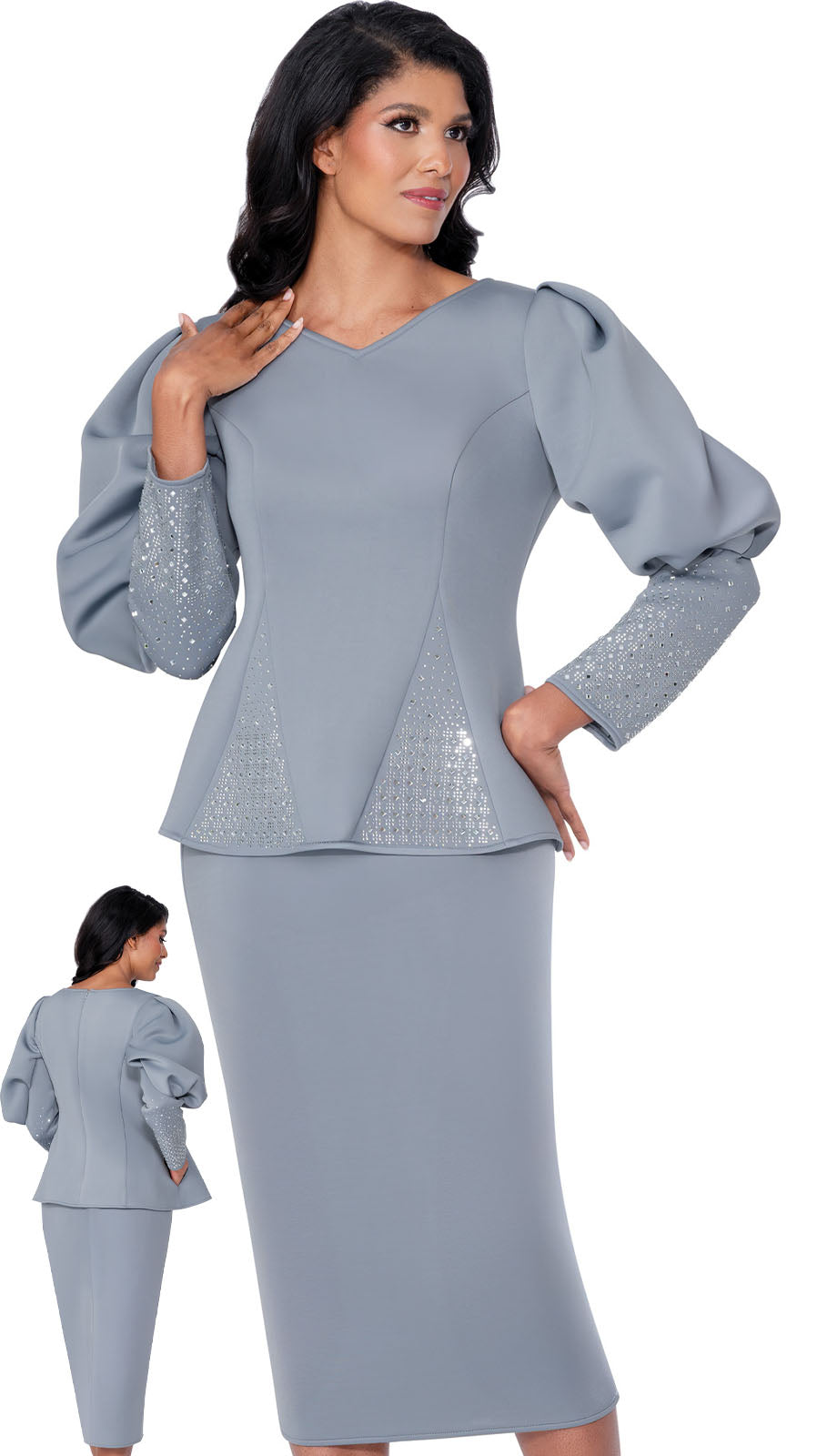 Stellar Looks SL600782-SLV-QS Church Suit