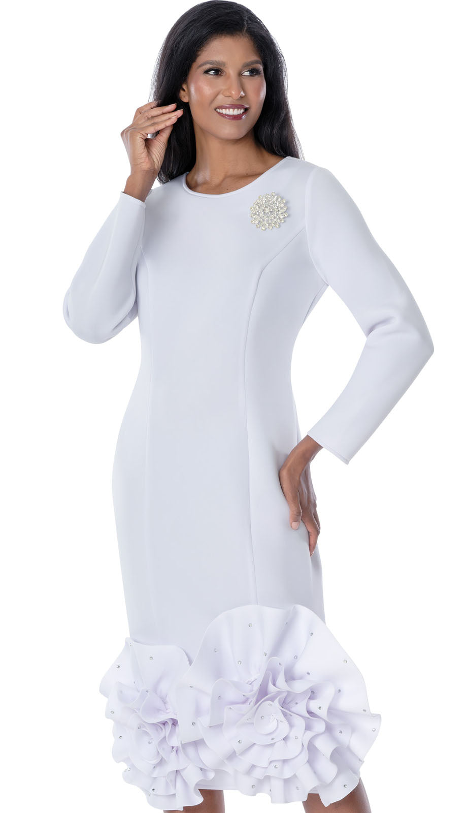 Nubiano 100681-WHT-QS Church Dress
