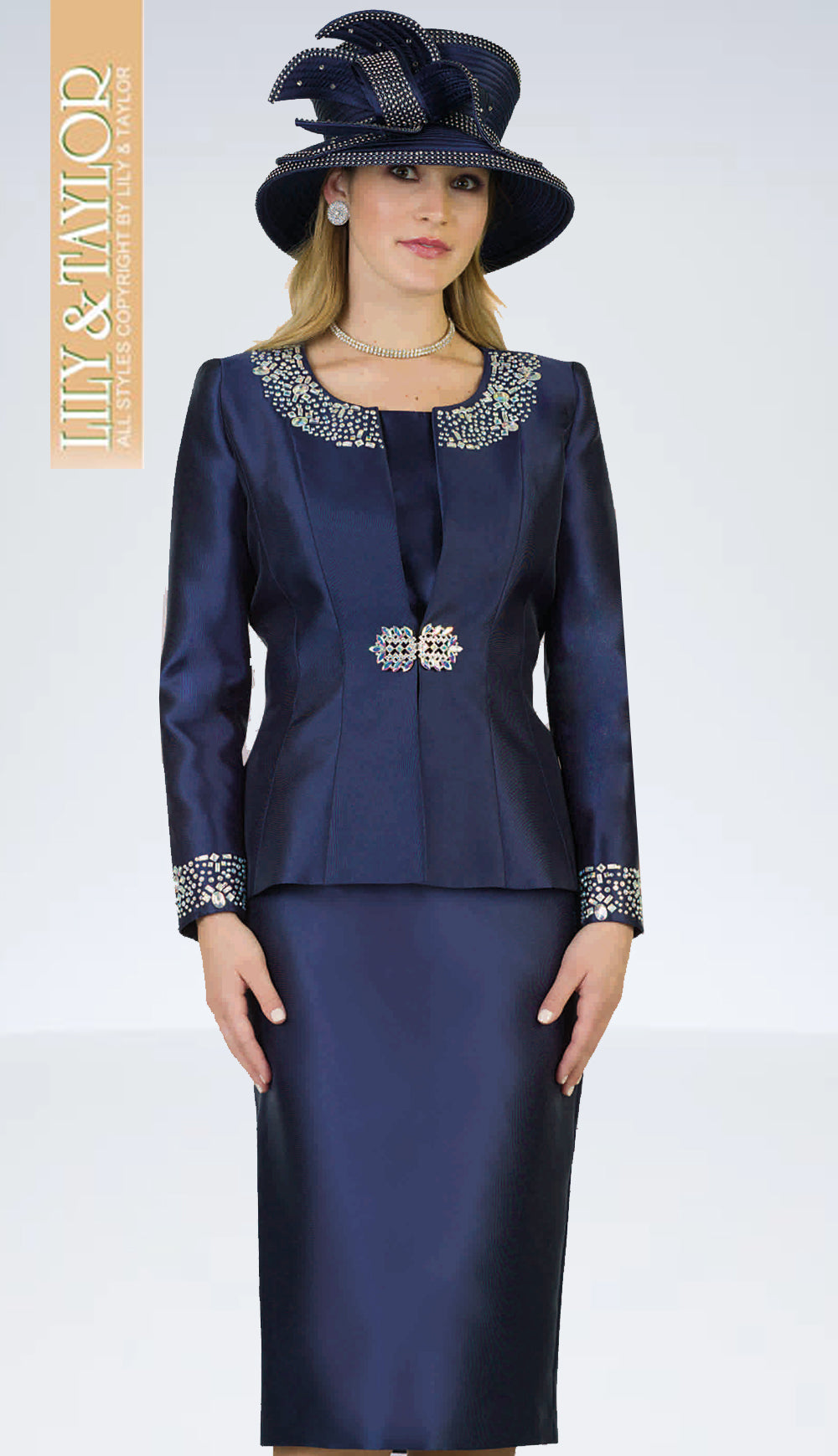 Lily And Taylor 3800-NVY-QS Church Suit