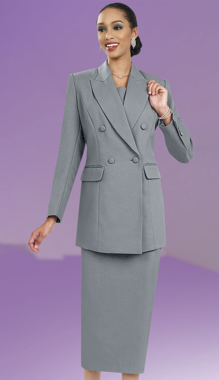 Ben Marc 2298-SIL-QS Church Suit