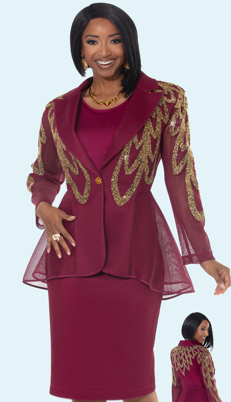 Donna Vinci 5865-BWG-QS Church Suit