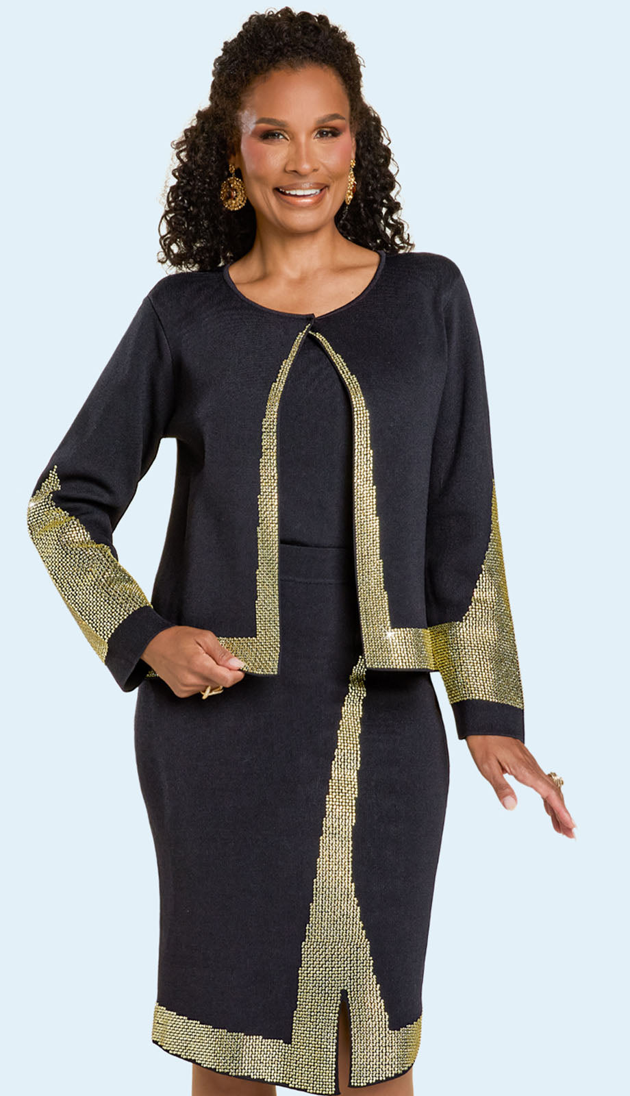 Donna Vinci 13435-BLK-QS Church Suit