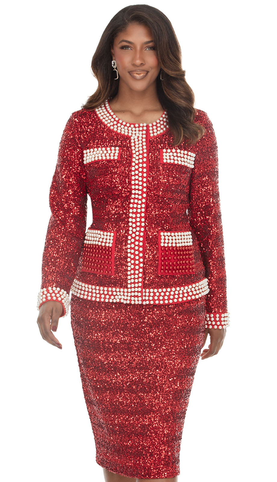 Donna Vinci 12234-RED-QS Church Suit