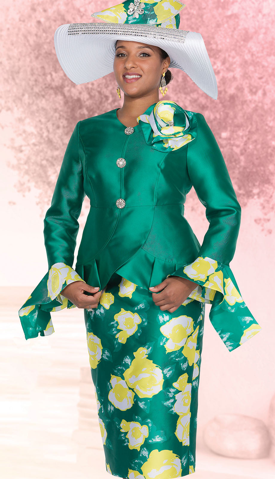 Elite Champagne 6061-GRN Church Hat