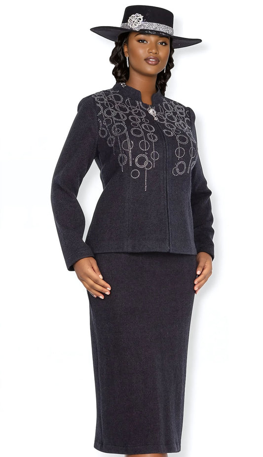 Champagne 5966-BLK-QS Church Suit