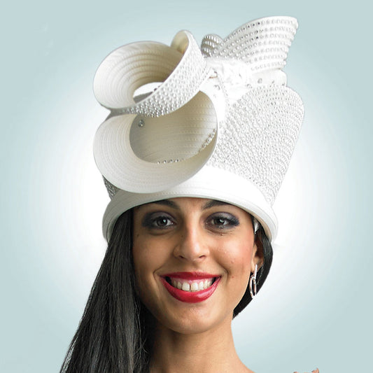 Lily And Taylor H389-WHT-QS Church Hat