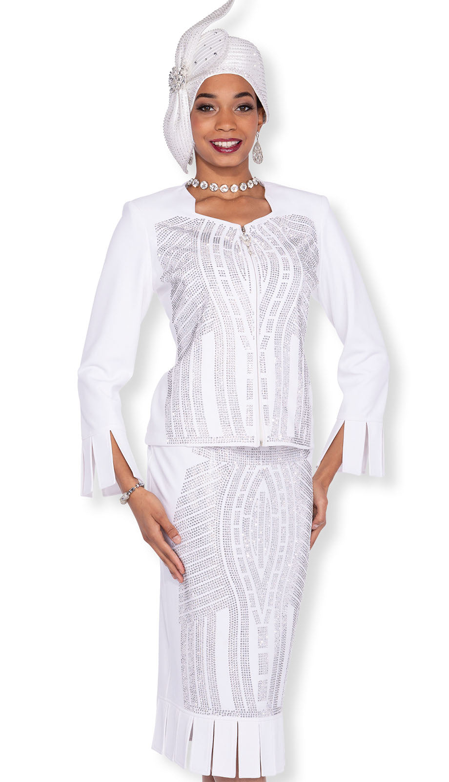 Elite Champagne 5982-WHT-QS Church Suit