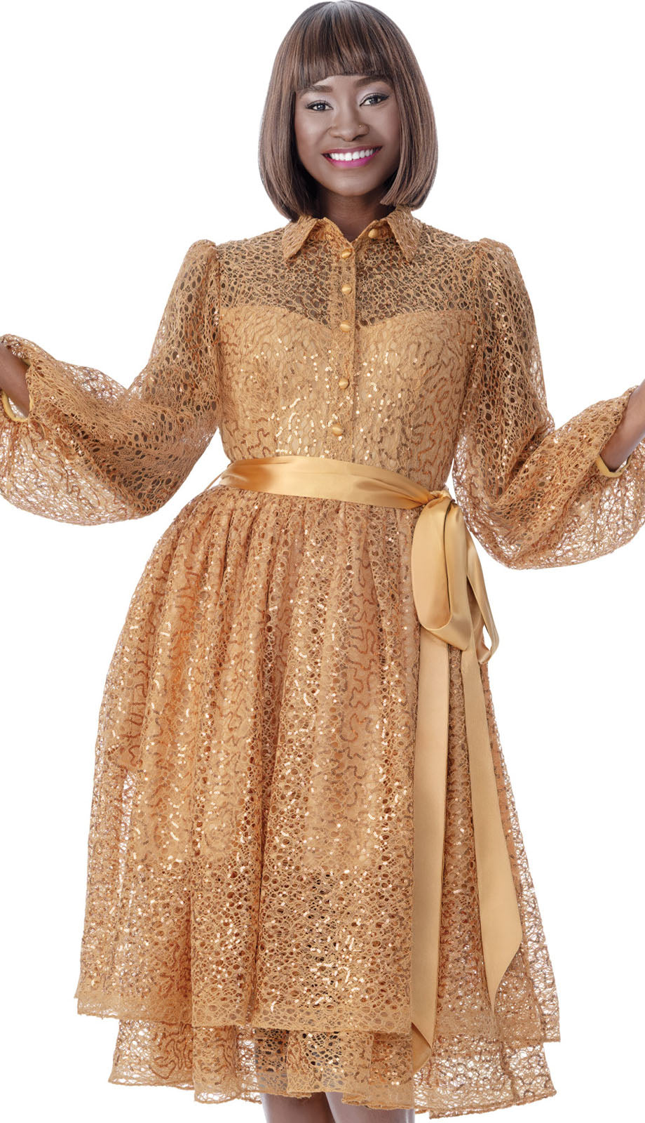 Terramina 7067-GLD-QS Church Dress