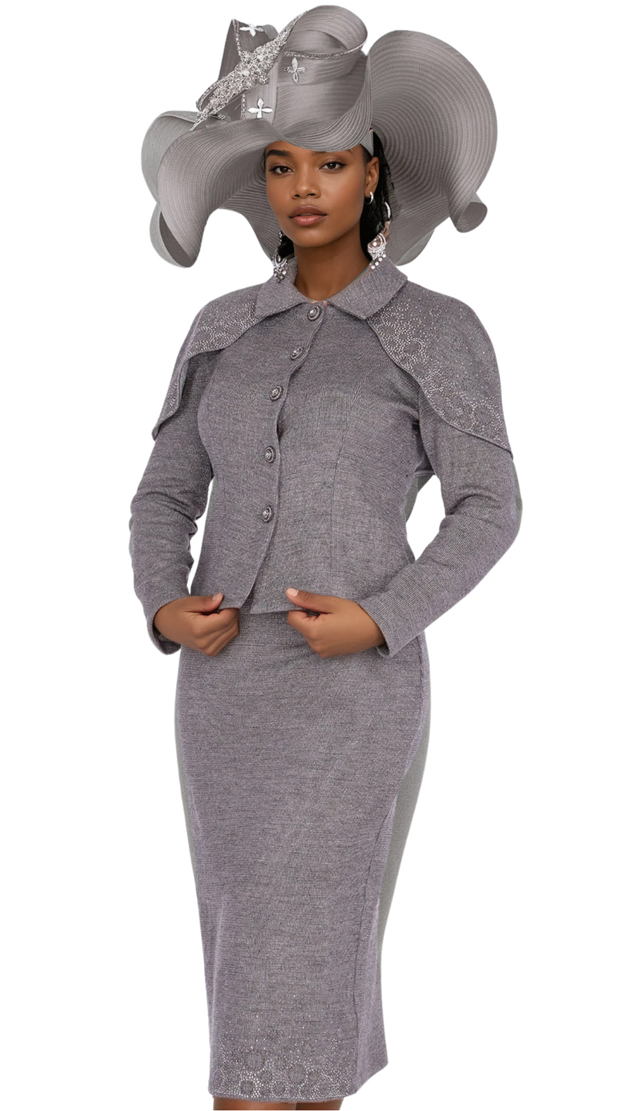 Elite Champagne 5955-SIL-QS Church Suit