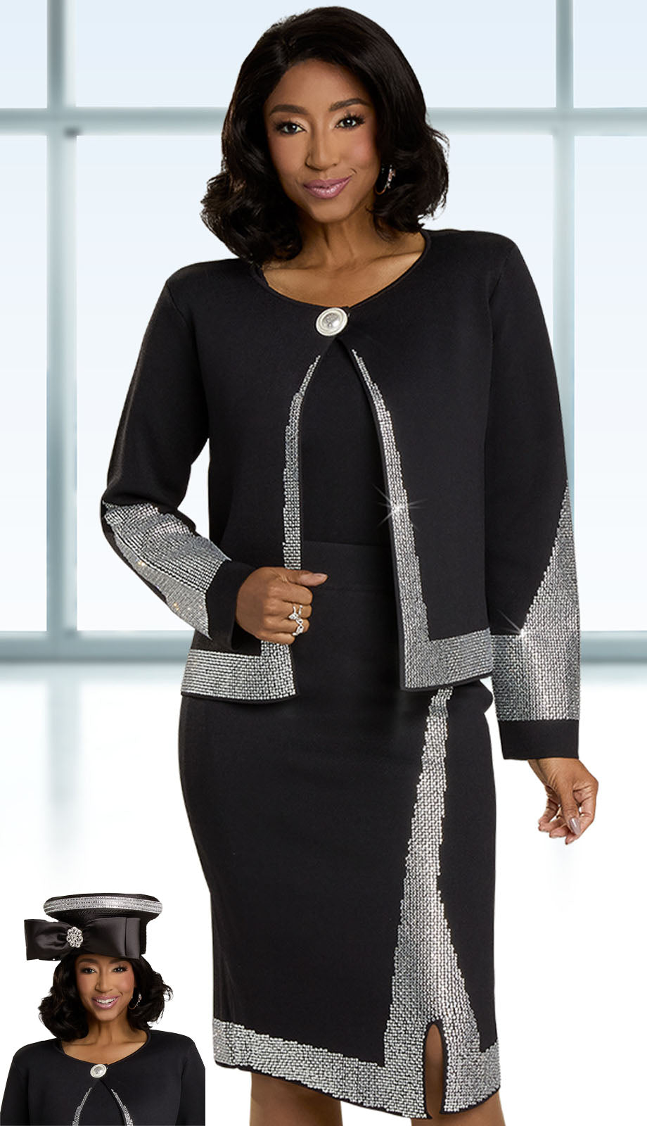 Donna Vinci 13435-BLK-QS Church Suit