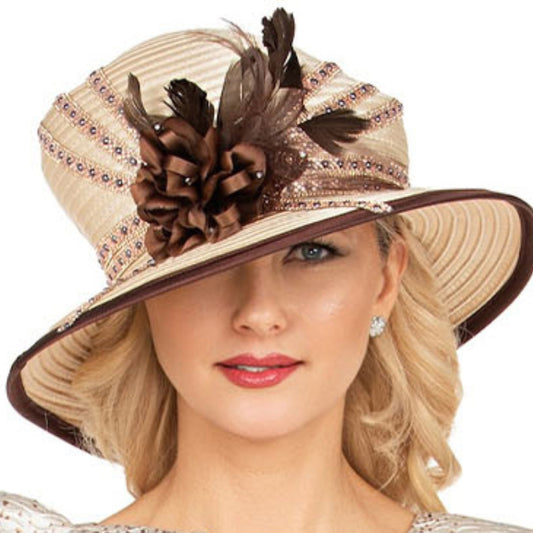 Giovanna D1678-BRN-H Church Hat